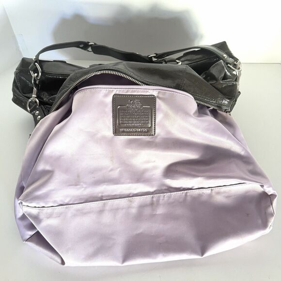 COACH Madison Sabrina Patent Leather Satchel 14179 Olive-Grey Shoulder Bag - Picture 14 of 16